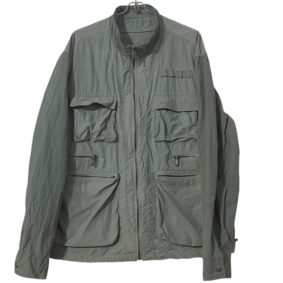 Zara Men's Utility Nylon Full Zip Jacket in Army Green Sz L Military Inspired - Picture 2 of 12